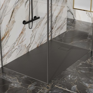 Cadita de dus dreptunghiulara slim imitatie piatra Juko 90 x 70 cm neagra - Img 10