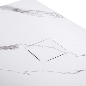 Cadita de dus dreptunghiulara slim model marmura Riko 120 x 90 cm alba - Img 4
