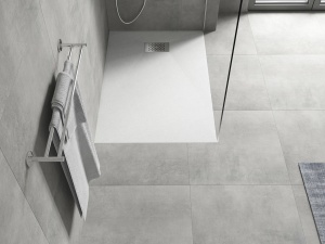 Cadita de dus Hugo 110x90 cm, albă, SMC, cu capac inox – Model 42109011-X - Img 7