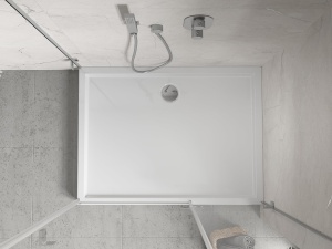 Cadita de dus inalta dimensiune 100x80x12cm alb lucios - Img 5