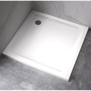 Cadita de dus patrata slim finisaj lucios ST02D 100 x 100cm alba - Img 3