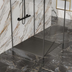 Cadita de dus patrata slim imitatie piatra Deko 80 x 80 cm neagra - Img 3