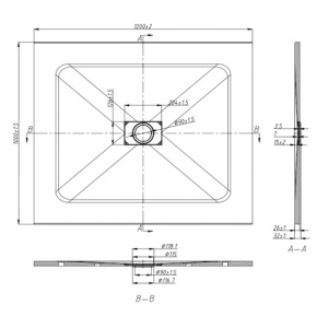 Cadita de dus rectangulara din piatra Slim Juko alba 120x100 cm - Img 13