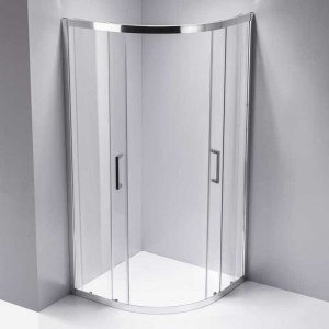 Cadita de dus semicirculara din sticla securizata rama cromata KZ101B 90 x 90 cm - Img 4