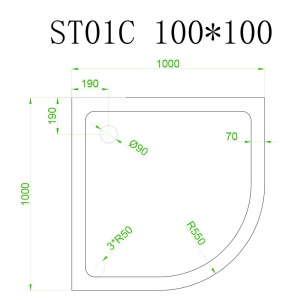 Cadita de dus ST01C Slim, Dimensiune 100x100cm, Culoare Alb - Img 4