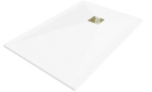 Cadita dus din compozit 120x90 culoare alba cu scurgere auriu