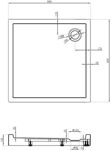 Cadita dus patrata, culoare negru mat, dimensiune 80x80x12cm - Img 5