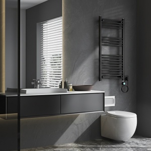 Calorifer electric de baie portprosop Katla-BL 250W, 100 x 50 cm, negru mat - Img 8