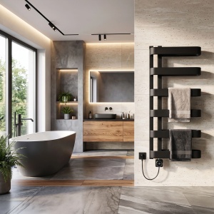 Calorifer electric, portprosop, Rea Artas 90x50 cm Negru Mat - Img 10