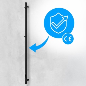 Calorifer electric portprosop vertical Kasjan negru mat – 140.5 x 3.2 cm, 75W, afisaj LED cu timer - Img 2