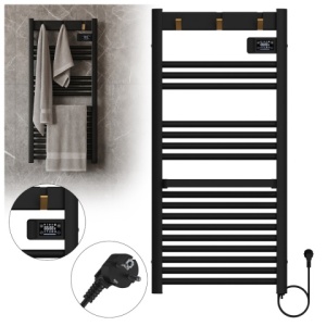 Calorifer electric vertical YASUR-BL ECO 500W pentru baie 105x50, negru - Img 11