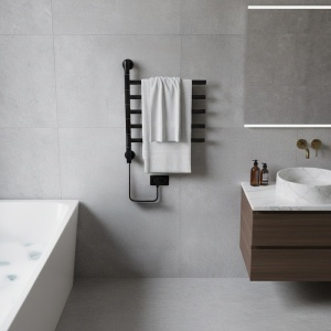 Calorifer portprosop electric Dorian 80W, 62.2 x 51.6 cm, 5 bare rotative, negru mat - Img 18