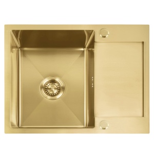 Chiuveta bucatarie din inox, aurie, Paul Brush Gold fara baterie - Img 2