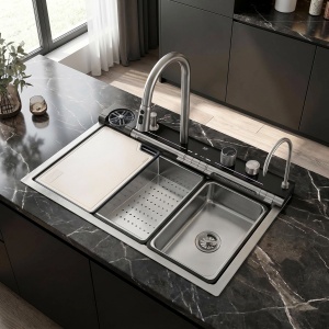 Chiuvetă bucatarie multifuncțională din oțel 10 în 1 REA Alonzo Brush Nickel - Img 12