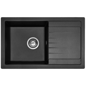 Chiuveta Bucatarie Pro GRANIT DAG BLACK, Dimensiuni 43.5 x 75 x 15 cm, 1 Cuva, Picurator Reversibil, Incastrabila, Negru cu Picatele - Img 1