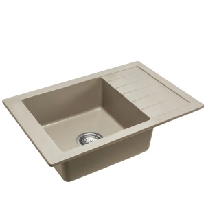 Chiuveta Bucatarie REA GRANIT STEN BEIGE, Dimensiuni 48 x 79.5 x 20 cm, 1 Cuva, Picurator Reversibil, Incastrabila, Forma Dreptunghiulara, Bej - Img 7