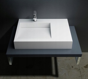 Chiuveta De Blat PRO CASPAR, Dimensiuni 75x50x 13 cm, Montaj Pe Blat, Design Deosebit, Forma Dreptunghiulara, Conglomerat, Alb - Img 4