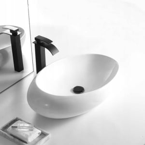 Chiuveta de blat PRO ELLI, Dimensiuni 57 x 36 x 14 cm, Forma Ovala, Ceramica sanitara, Alba - Img 5