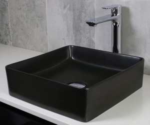 Chiuveta De Blat PRO OSLO, 36x36x 13 Cm, Montaj Pe Blat, Design Deosebit, Forma Dreptunghiulara, Ceramica Sanitara, Negru Mat - Img 6