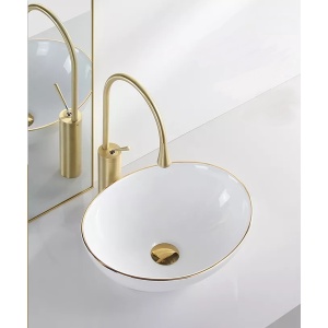 Chiuveta de blat PRO VERA alb cu margini aurii,dimensiunea 40,5 x 33 x 14 cm - Img 3
