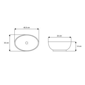 Chiuveta de blat PRO VERA Black Edge, Dimensiuni 40.5 x 33 x 14 cm, Forma Ovala, Ceramica sanitara, Alb/Negru - Img 5