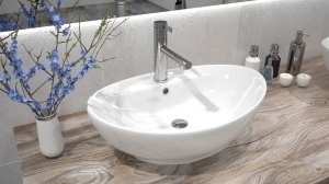 Chiuveta de blat REA CINDY, Montaj Pe Blat, Design Deosebit, Ceramica Sanitara, Alba - Img 6