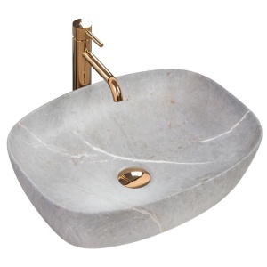 Chiuveta de blat REA FREJA GREY, Dimensiuni 50 cm x 38.5 x 13.5 cm, Ceramica Sanitara,fara gaura baterie, Gri - Img 1