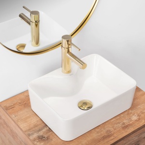 Chiuveta de blat REA Kelly Mini, Dimensiuni 41x 31x 13cm, Forma Dreptunghiulara, Ceramica sanitara, gaura baterie, Alb - Img 2