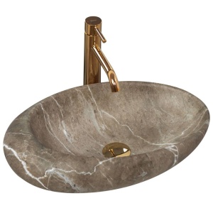Chiuveta de blat REA ROXY B, Dimensiuni 49 x 31 x 13.5 cm, Forma Ovala, Ceramica sanitara, Maro - Img 1