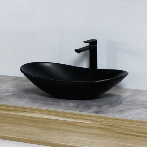 Chiuveta de blat REA ROYAL Black, Dimensiuni 61.5 x 37 x 14.5 cm, Forma Ovala, Ceramica sanitara, Negru Mat - Img 4