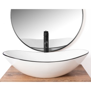 Chiuveta de blat REA ROYAL Edge , Dimensiuni 62.5 x 36 x 15 cm, Forma Ovala, Ceramica sanitara, Alb - Img 2