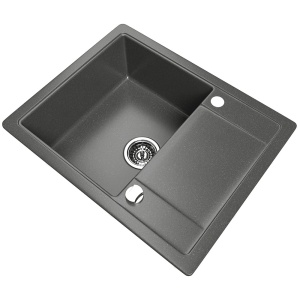 Chiuveta de bucatarie Kernau , Design Modern Cu o Singura Cuva Din Granit 57x45cm, Culoare Grafit - Img 3