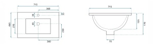 Chiuveta incastrata REA DAFNE 70, Dimensiuni 46.5 cm x 71.5 x 17 cm, Ceramica Sanitara, gaura baterie, Alb - Img 5