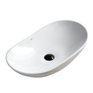 Chiuveta lavoar oval cu montaj pe blat, din ceramica, Lavi White Gloss 62 x 36 cm - Img 5