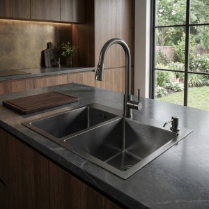 Chiuvetă pentru bucatarie din inox, neagra, Toby Black - Img 7
