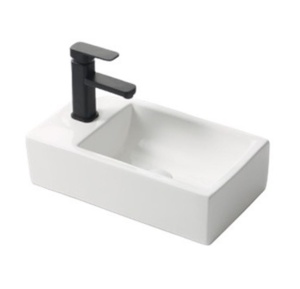 Chiuveta suspendata sau de blat PRO ROXY, Dimensiuni 46x 26x 12.5cm, Forma Dreptunghiulara, Ceramica sanitara, Cu gaura baterie, Alb - Img 1