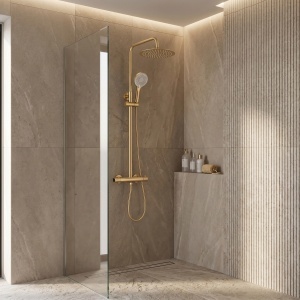 Coloana de dus cu termostat Rea Drop Brush Gold - Img 5