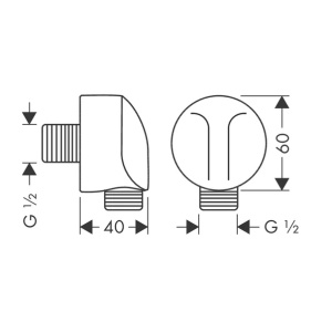 Cot conector dus Hansgrohe FixFit E negru - crom periat - Img 2