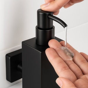 Dozator de sapun negru mat cu fixare in perete Lora - Img 6