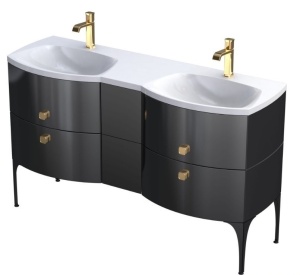 Dulap baie conector Oristo Louis 24 x 39 x 55.4 cm 2 sertare negru lucios - Img 2
