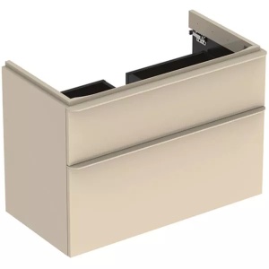 Dulap baza suspendat Geberit Smyle Square cu 2 sertare 89 x 47 cm gri nisip lucios