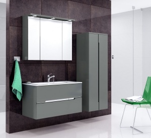 Dulap baza suspendat Oristo Silver gri mat 90 x 45 x 55 cm cu 2 sertare - Img 2