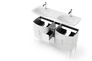 Dulap conector Oristo Louis alb lucios 24 x 39 x 55.4 cm 2 sertare - Img 2