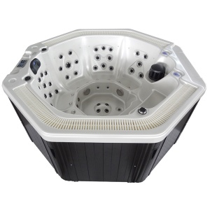 Jacuzzi de gradina alb, rotund exterior antracit PRO 107 pentru 6 persoane 220 x 200 x 97 cm - Img 12