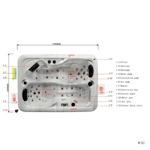 Jacuzzi pentru gradina sau terasa SPA405 interior negru exterior negru 195 x 140 cm - Img 15