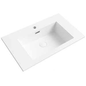 Lavoar baie incastrat din conglemerat, cu gaura baterie, alb, Veldman Lotus 60 x 46 cm - Img 3