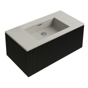 Lavoar baie incastrat din conglemerat, fara gaura baterie, bej mat, Veldman Lotus 80 x 46 cm - Img 5