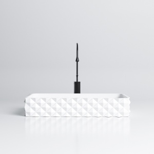 Lavoar ceramic dreptunghiular cu caneluri si montaj pe blat Pearl White 60 x 34 cm - Img 3