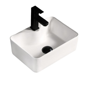 Lavoar ceramic dreptunghiular cu montaj pe blat Elise White Gloss 41 x 31 mm - Img 7
