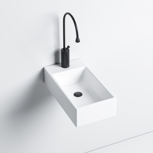 Lavoar ceramic dreptunghiular cu montaj pe blat Lucy White Gloss 46 x 25 cm - Img 4